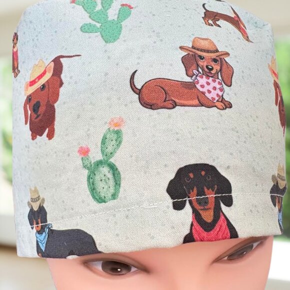 Dachshund Ponytail Scrub Cap~ CNA, RN, MD, Vet, Tech, Gift - Picture 2 of 4